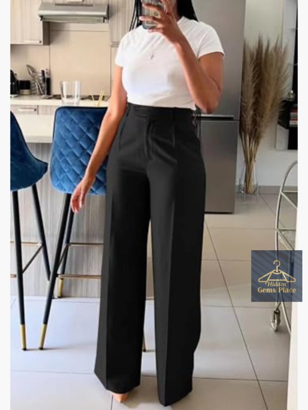 Wide Leg Dress Pants High Waisted Straight Slacks Business Office Work Trousers - Picture 3 of 6